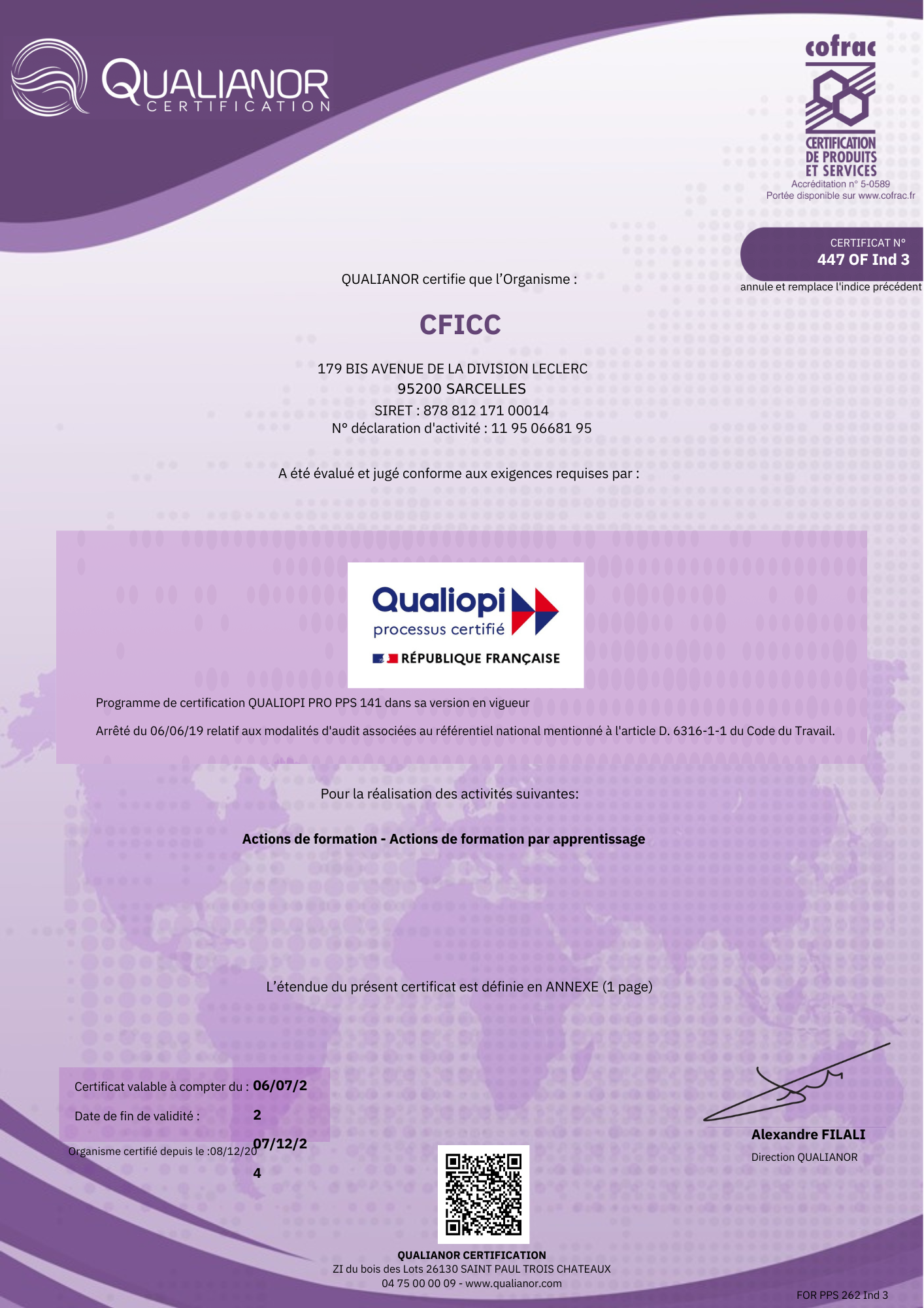 CERTIFICATION QUALIOPI CFICC